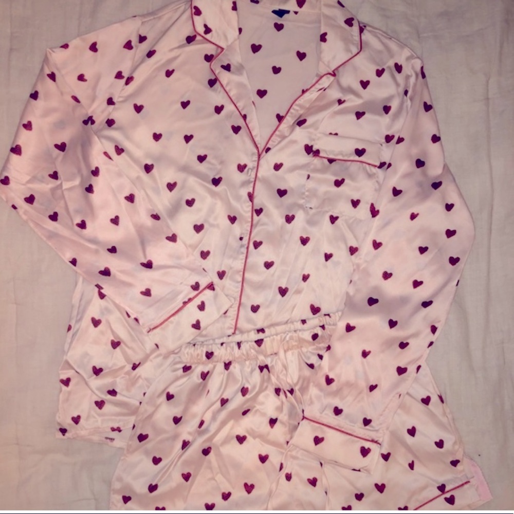 Brand new baby pink and red heart jammies